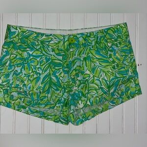 Lilly Pulitzer Womens Green and Blue Tropical Floral Print The Walsh Short 10